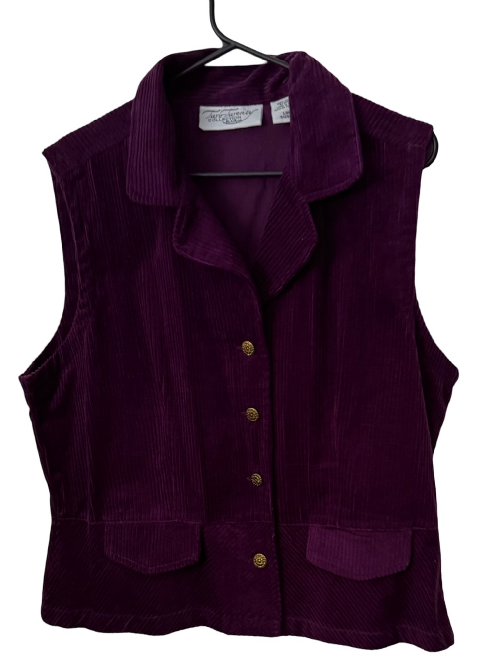 Goth Dark Academia Blair Deep Plum Corduroy Button-Front Vest 90’s VNT